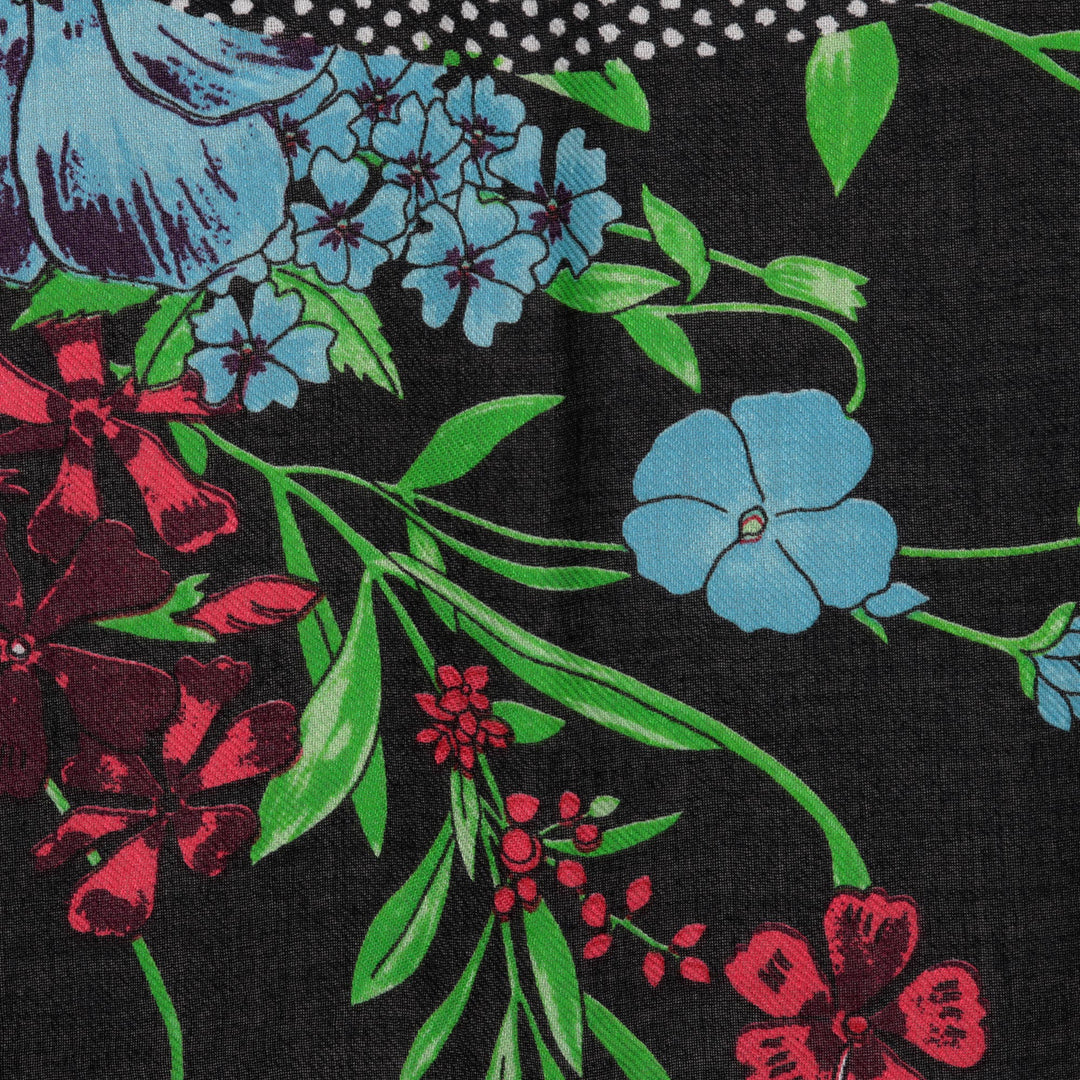 Screen Printed Modal Floral Scarf from India - Cerulean Flowers