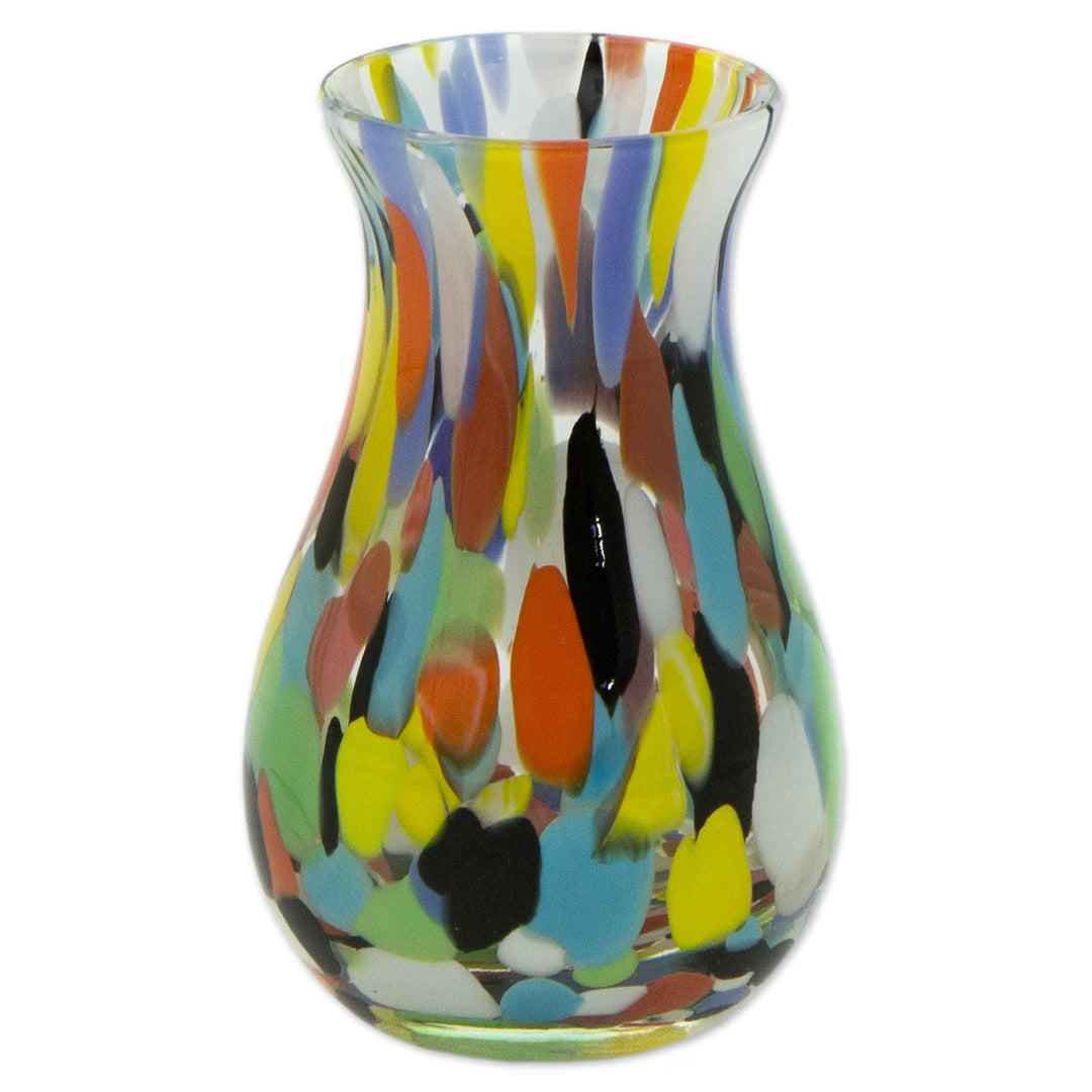 Hand Blown Multi-Colored Murano Inspired Art Glass Vase - Impressionist Spring