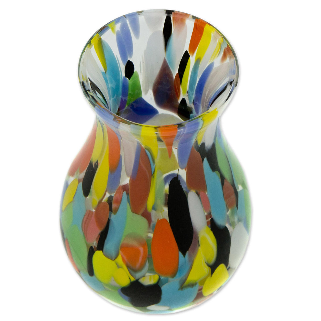 Hand Blown Multi-Colored Murano Inspired Art Glass Vase - Impressionist Spring