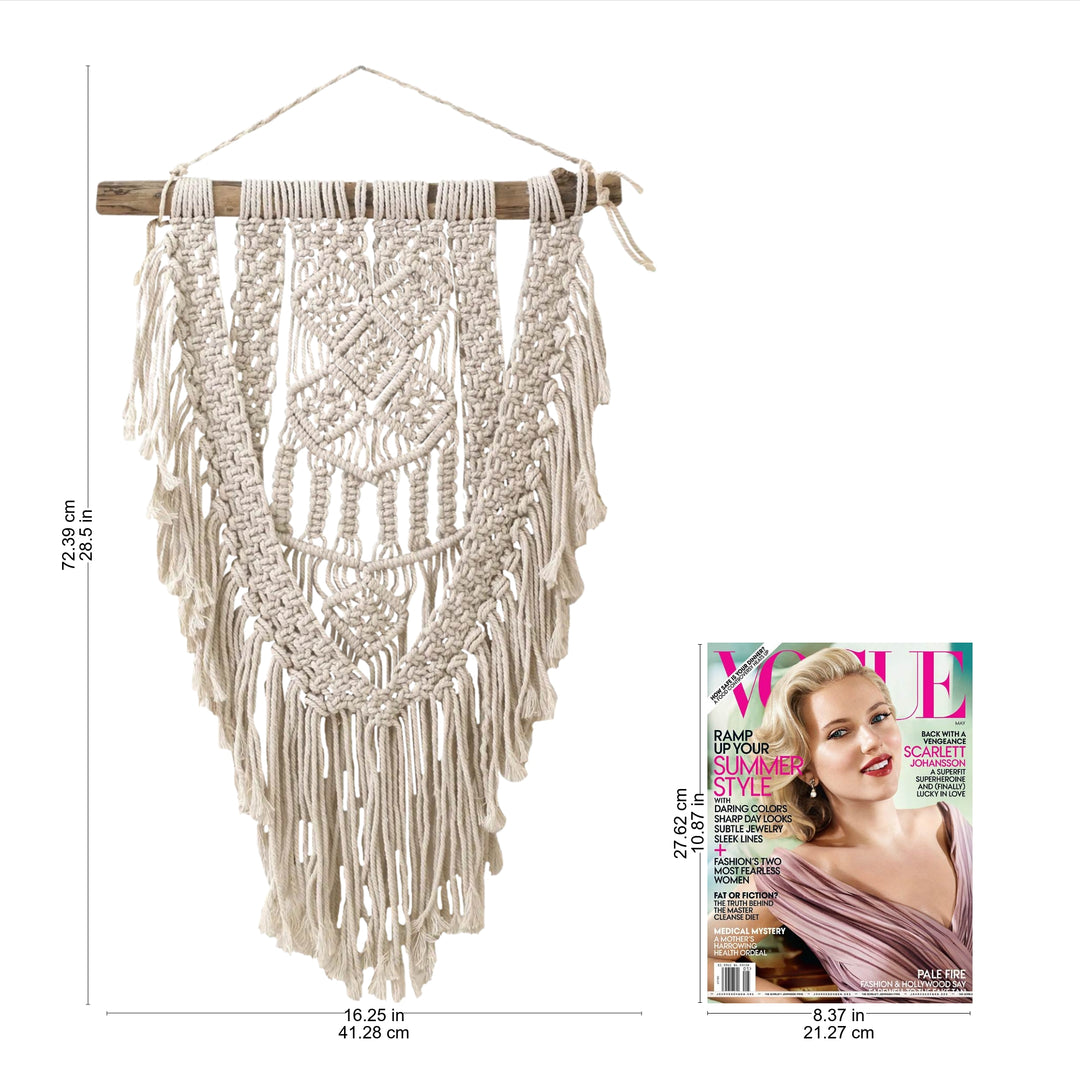Macrame Cotton Wall Hanging in Ivory from Bali - Dawn in Tegalalang