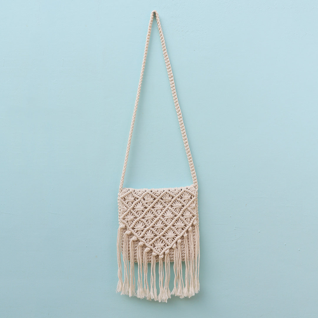 Diamond Pattern Hand-Knotted Cotton Sling from Bali - Star Light