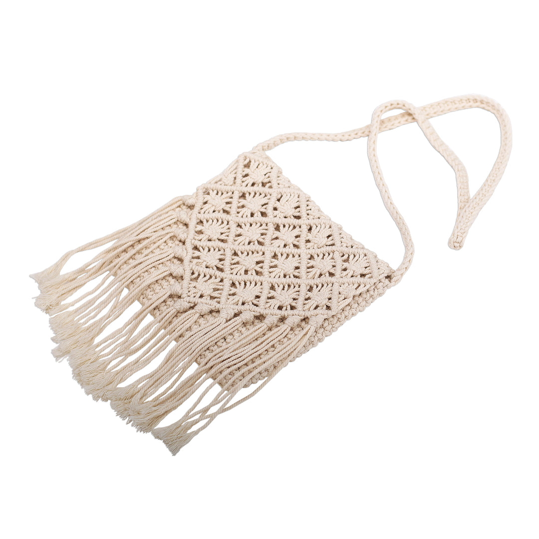 Diamond Pattern Hand-Knotted Cotton Sling from Bali - Star Light