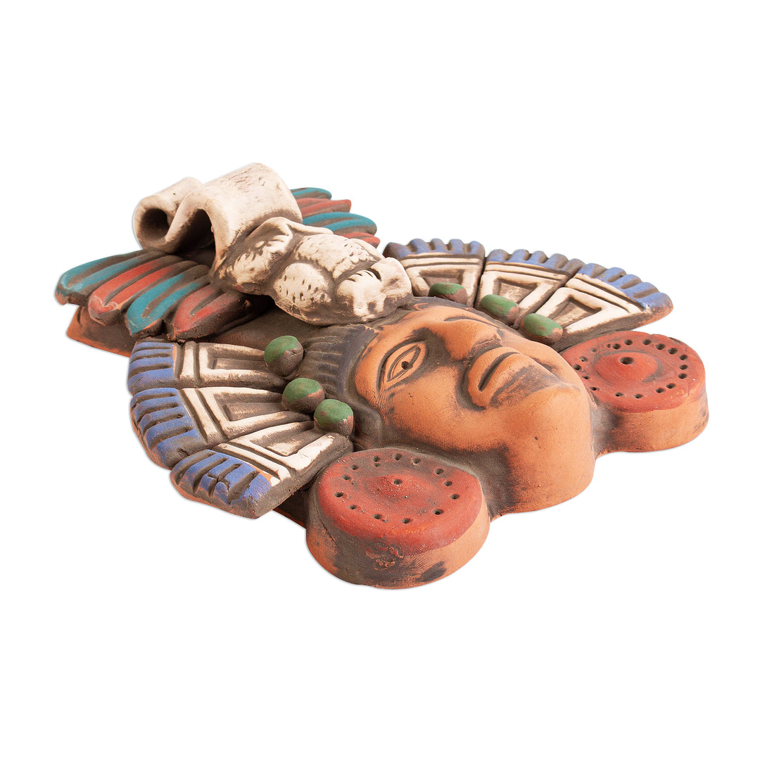 Handcrafted Ceramic Mask of Mayan God Ah Puch from Mexico - Ah Puch Headdress