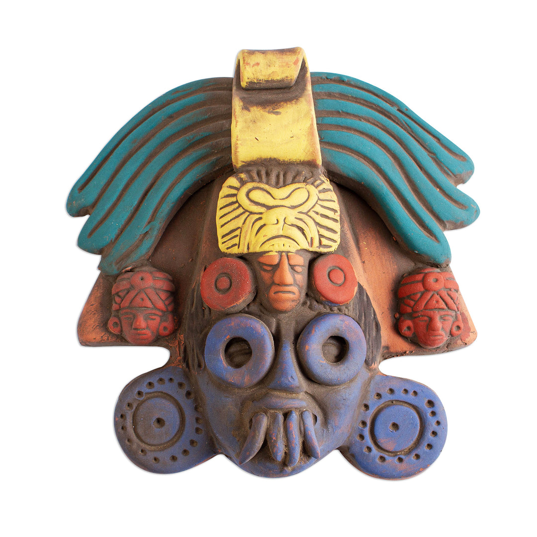 Ah Puch Ceramic Wall Mask Crafted in Mexico - Colorful Ah Puch