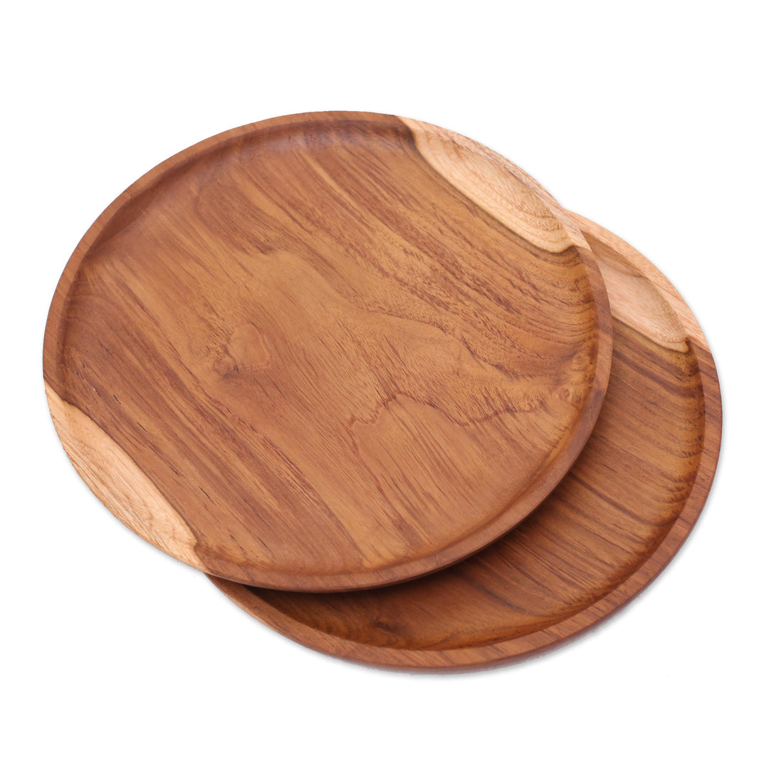 Handcrafted Teak Wood Luncheon Plates (Pair) - Natural Appetite