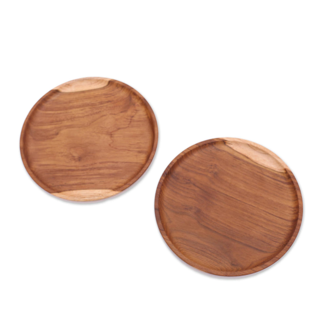 Handcrafted Teak Wood Luncheon Plates (Pair) - Natural Appetite