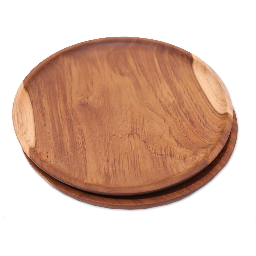 Handcrafted Teak Wood Luncheon Plates (Pair) - Natural Appetite