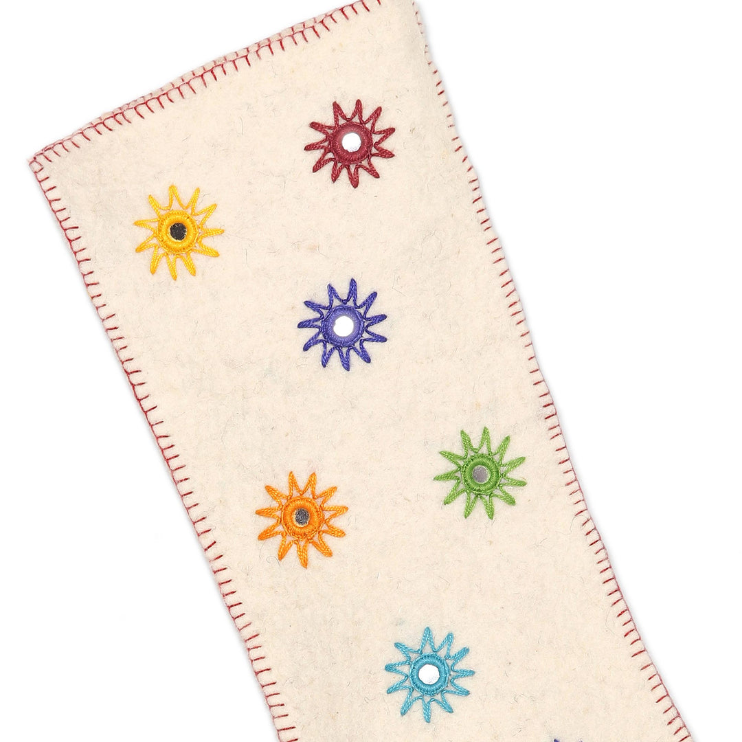 Embellished Wool Felt Stocking from India - Twinkling Stars