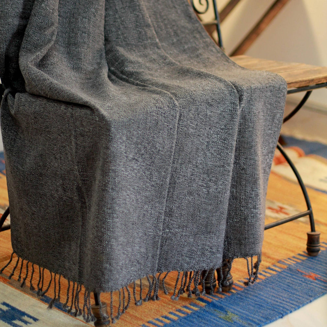 Handmade Solid Throw Blanket - Grey Dove