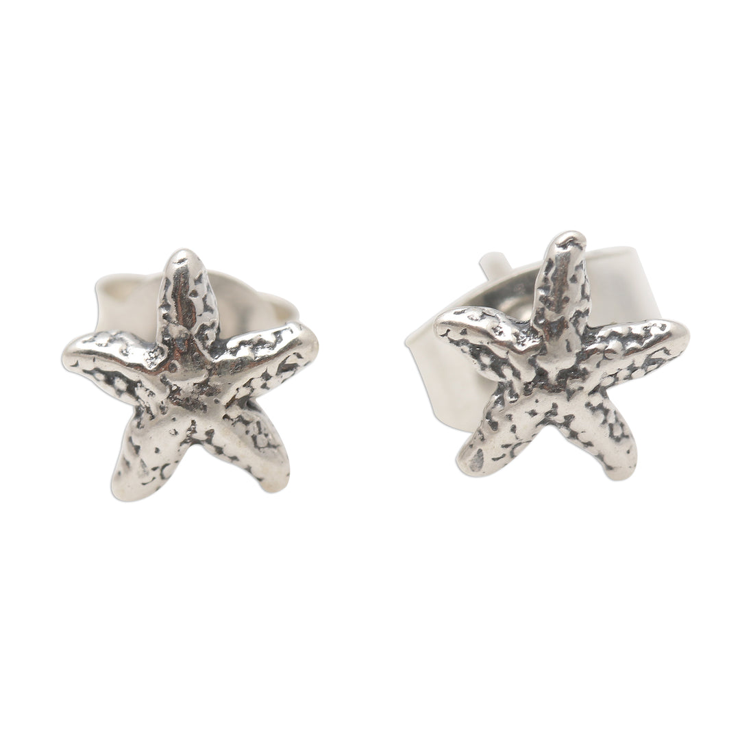 Sterling Silver Starfish Stud Earrings from Bali - Cute Starfish
