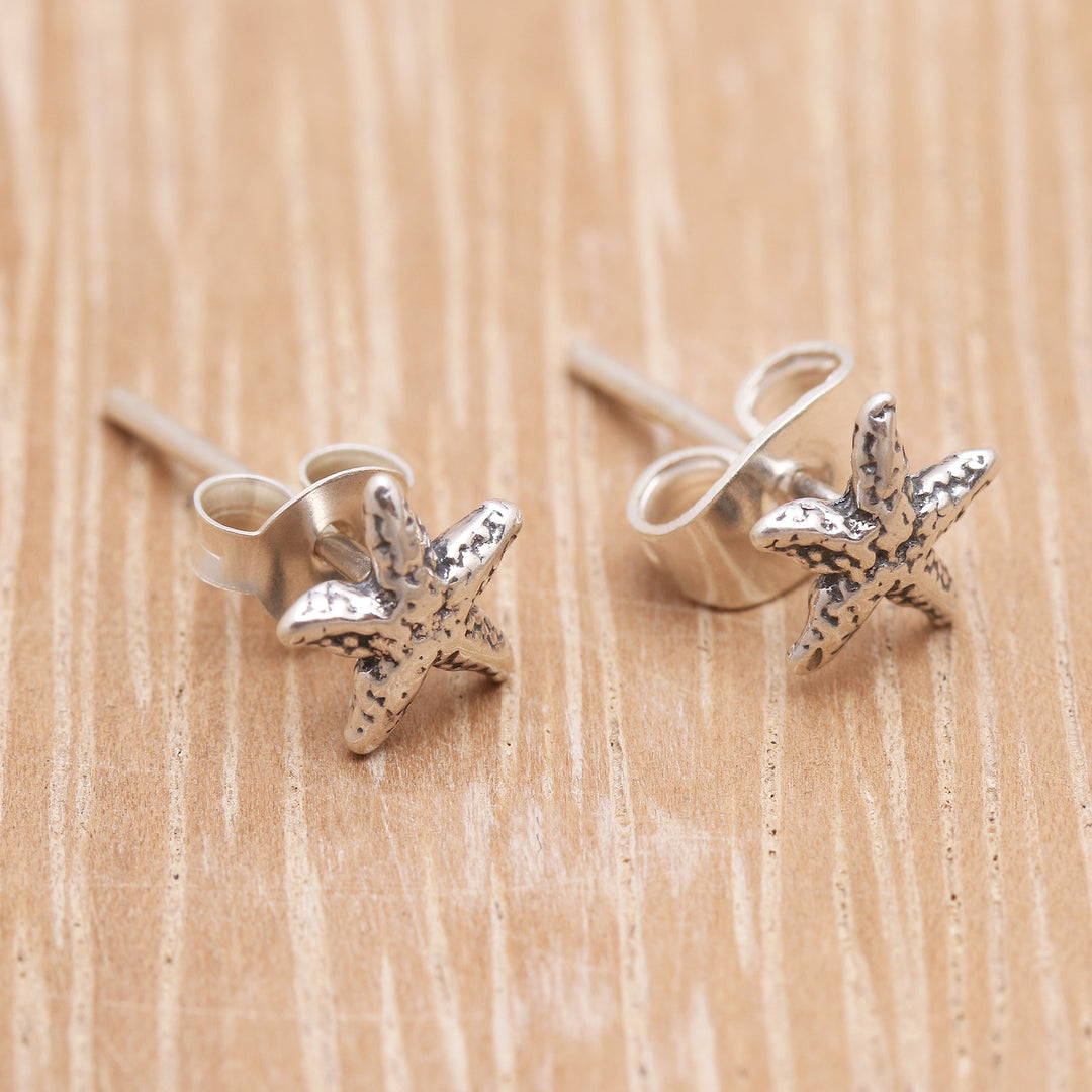 Sterling Silver Starfish Stud Earrings from Bali - Cute Starfish