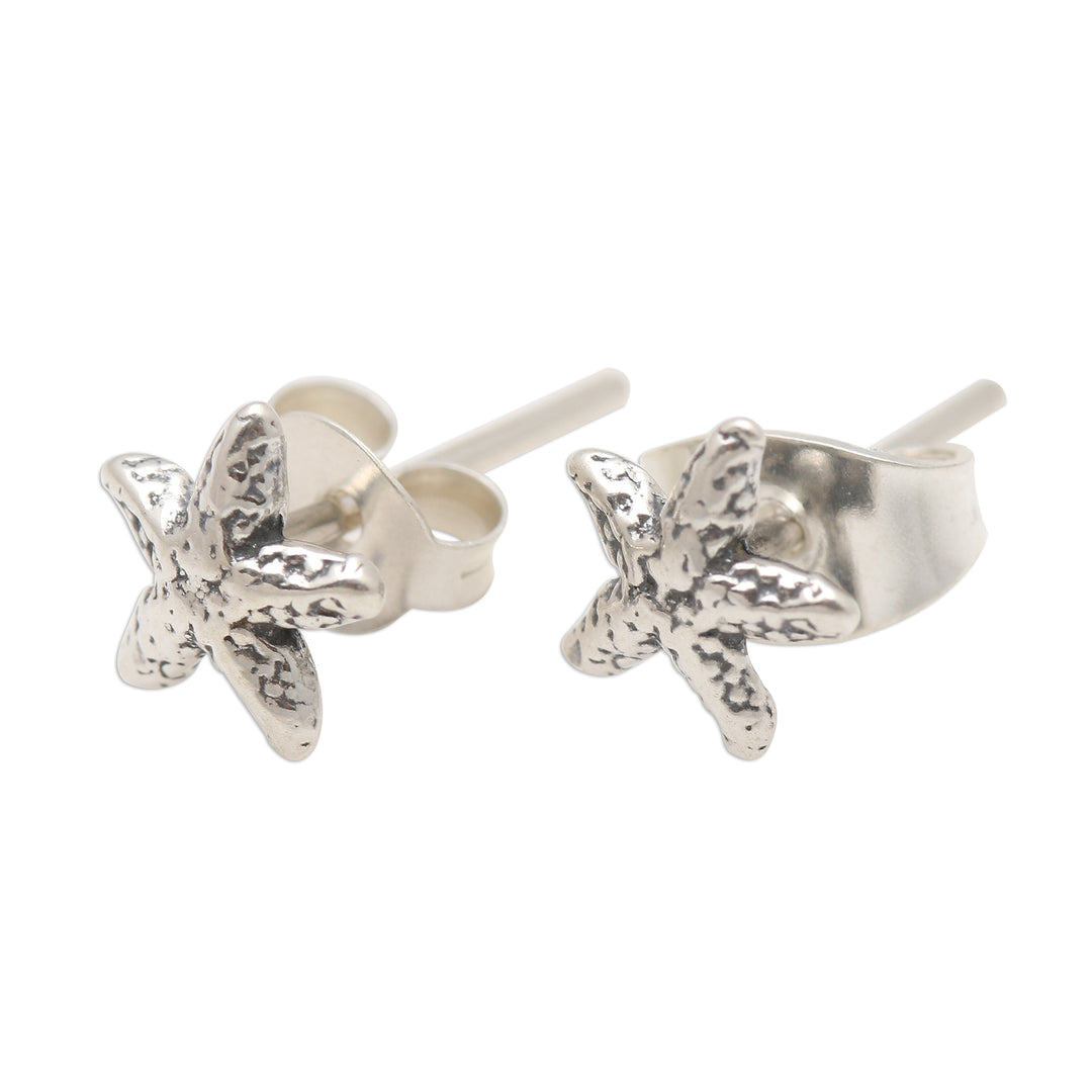 Sterling Silver Starfish Stud Earrings from Bali - Cute Starfish