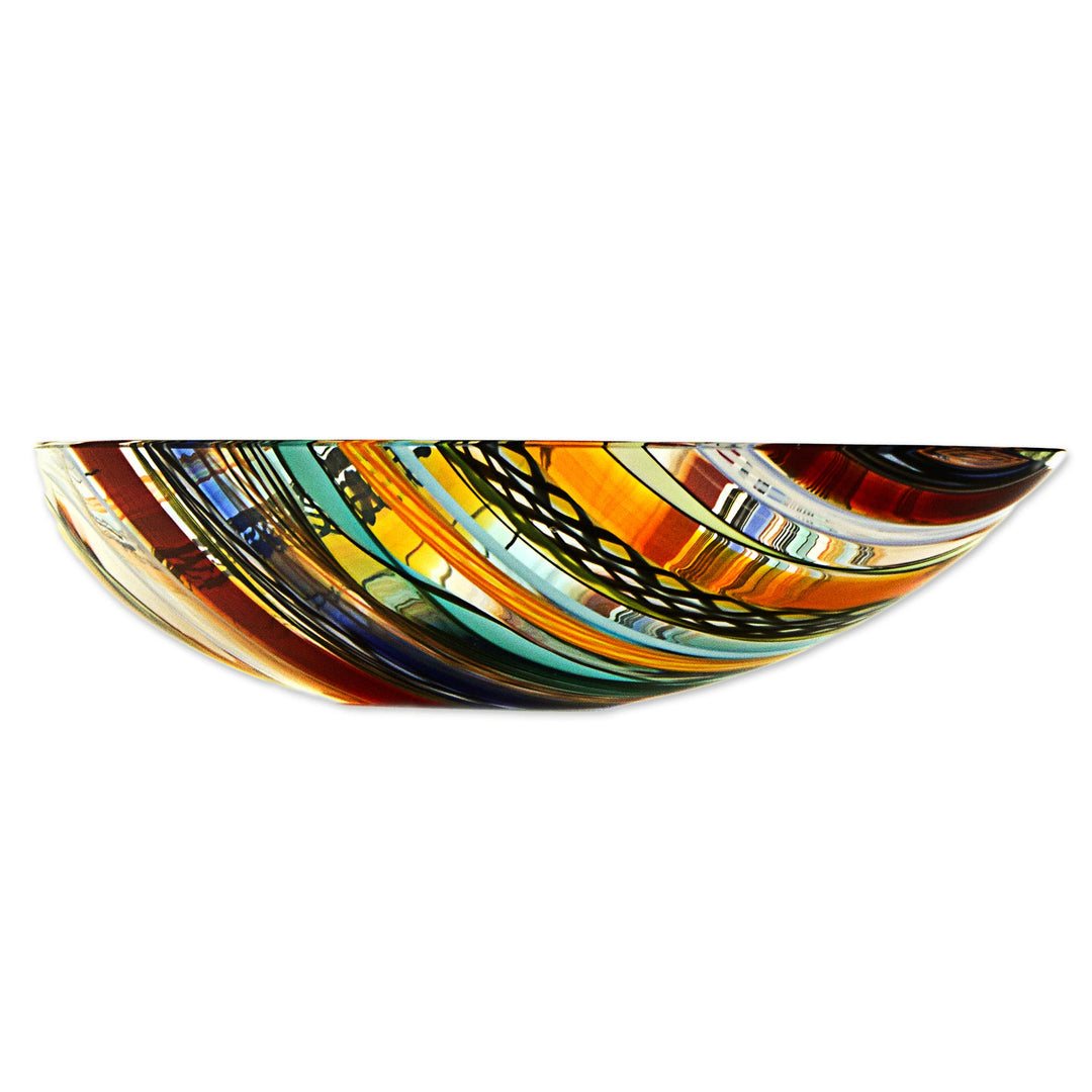 Artisan Crafted Handblown Colorful Art Glass Centerpiece - Rainbow Eclipse