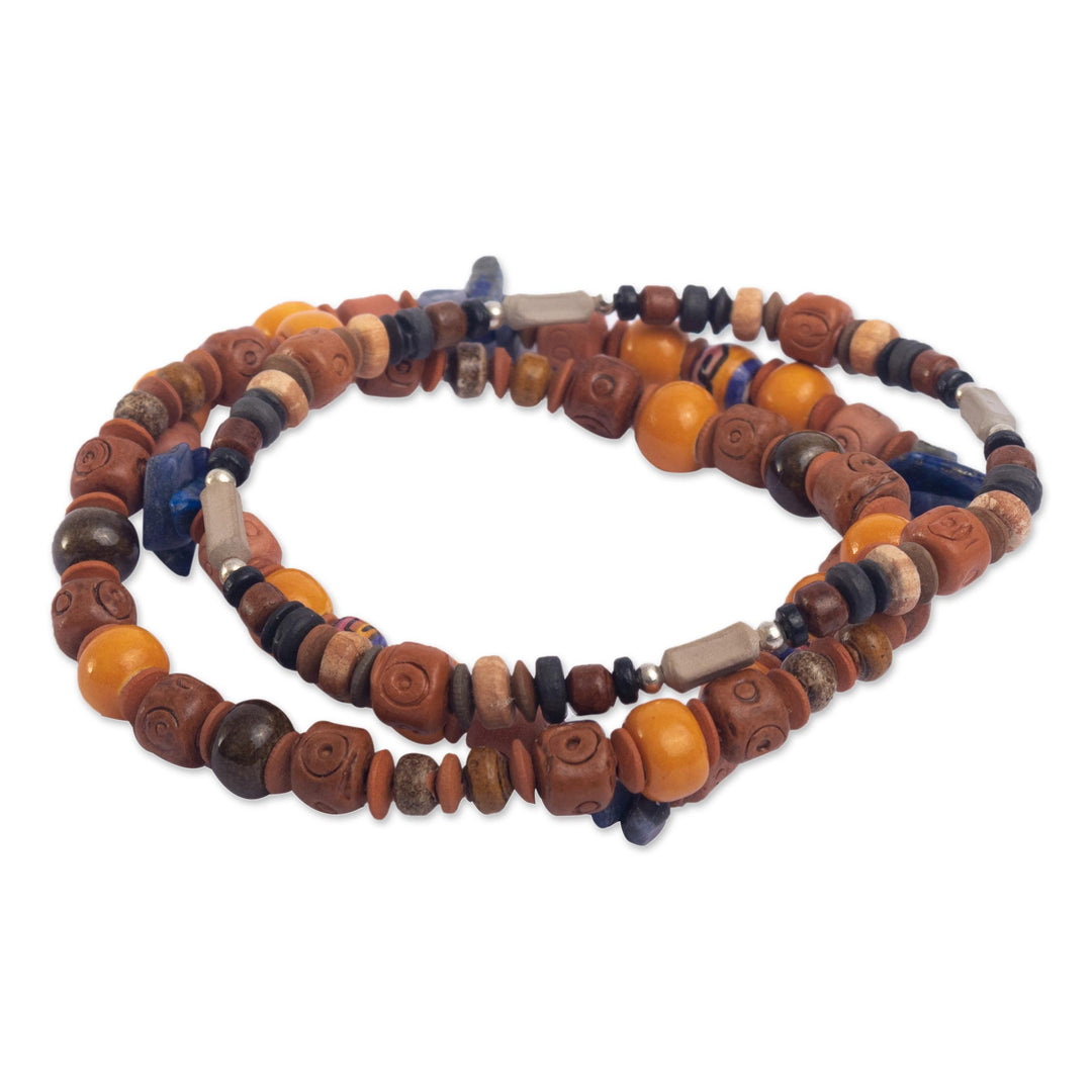 Three Sodalite Sterling Silver and Ceramic Beaded Bracelets - Splendorous