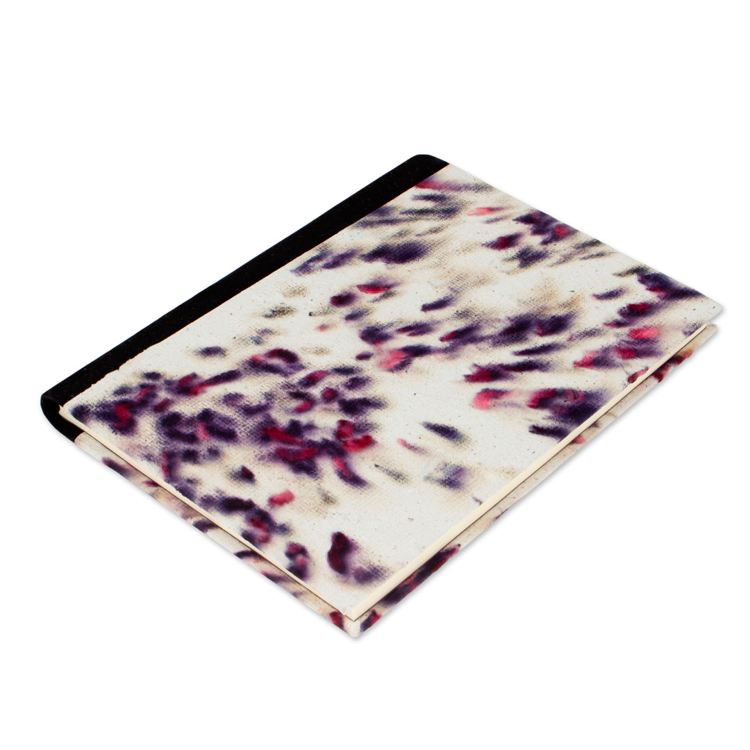 Fuchsia and Purple Recycled Paper Journal with Black Suede - Abstract Petals