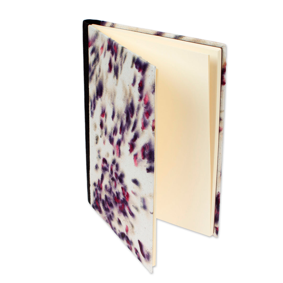 Fuchsia and Purple Recycled Paper Journal with Black Suede - Abstract Petals