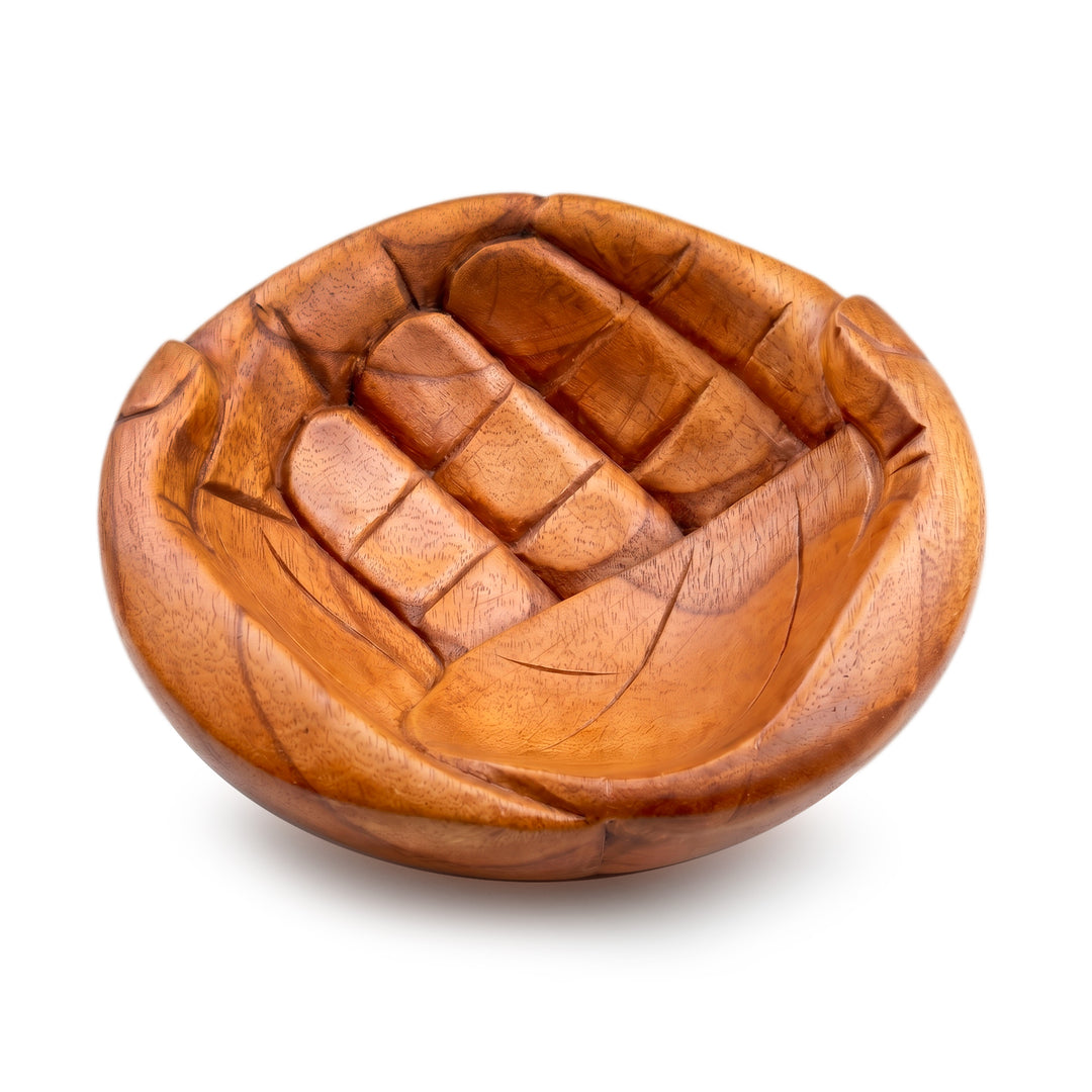Hand Carved Wood Catchall - Welcoming Hands
