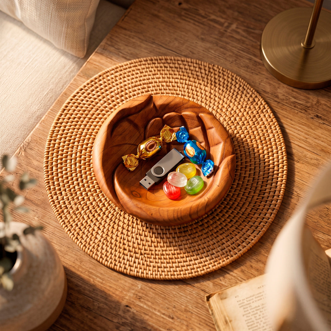 Hand Carved Wood Catchall - Welcoming Hands