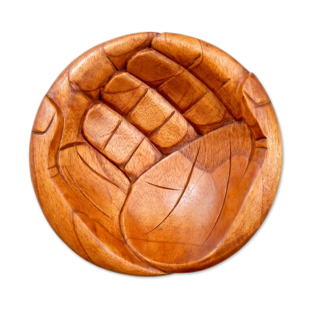 Hand Carved Wood Catchall - Welcoming Hands