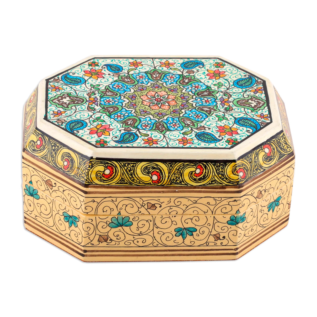 Velvet-Lined Decorative Wood Box from India - Persian Garden