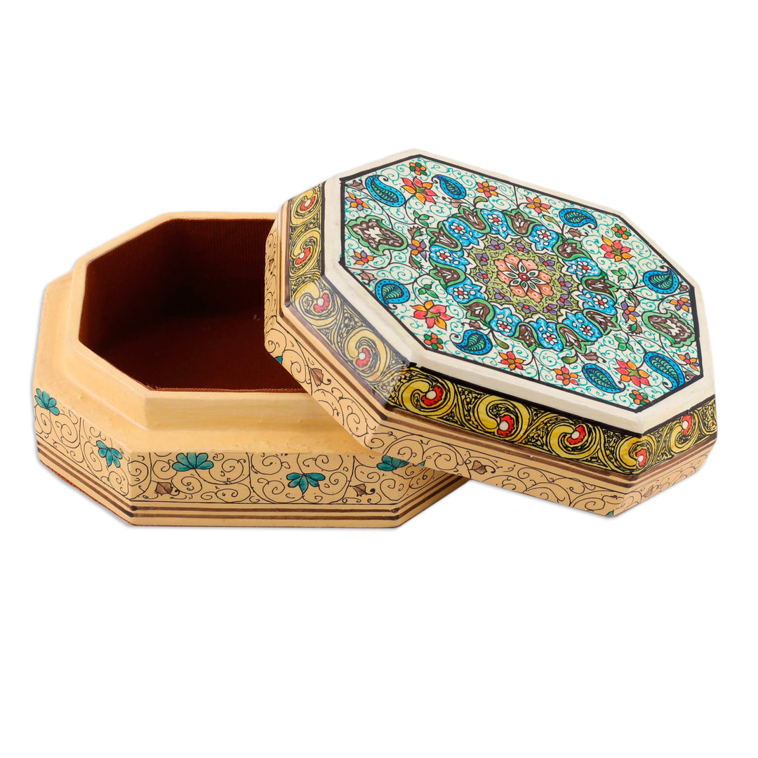 Velvet-Lined Decorative Wood Box from India - Persian Garden