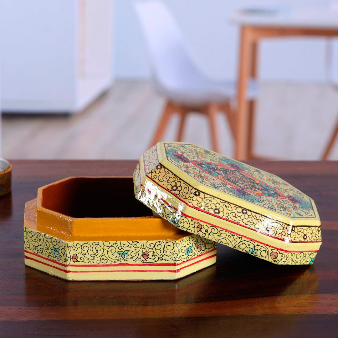 Small Hand Painted Jewelry or Trinket Box from India - Persian Carpet