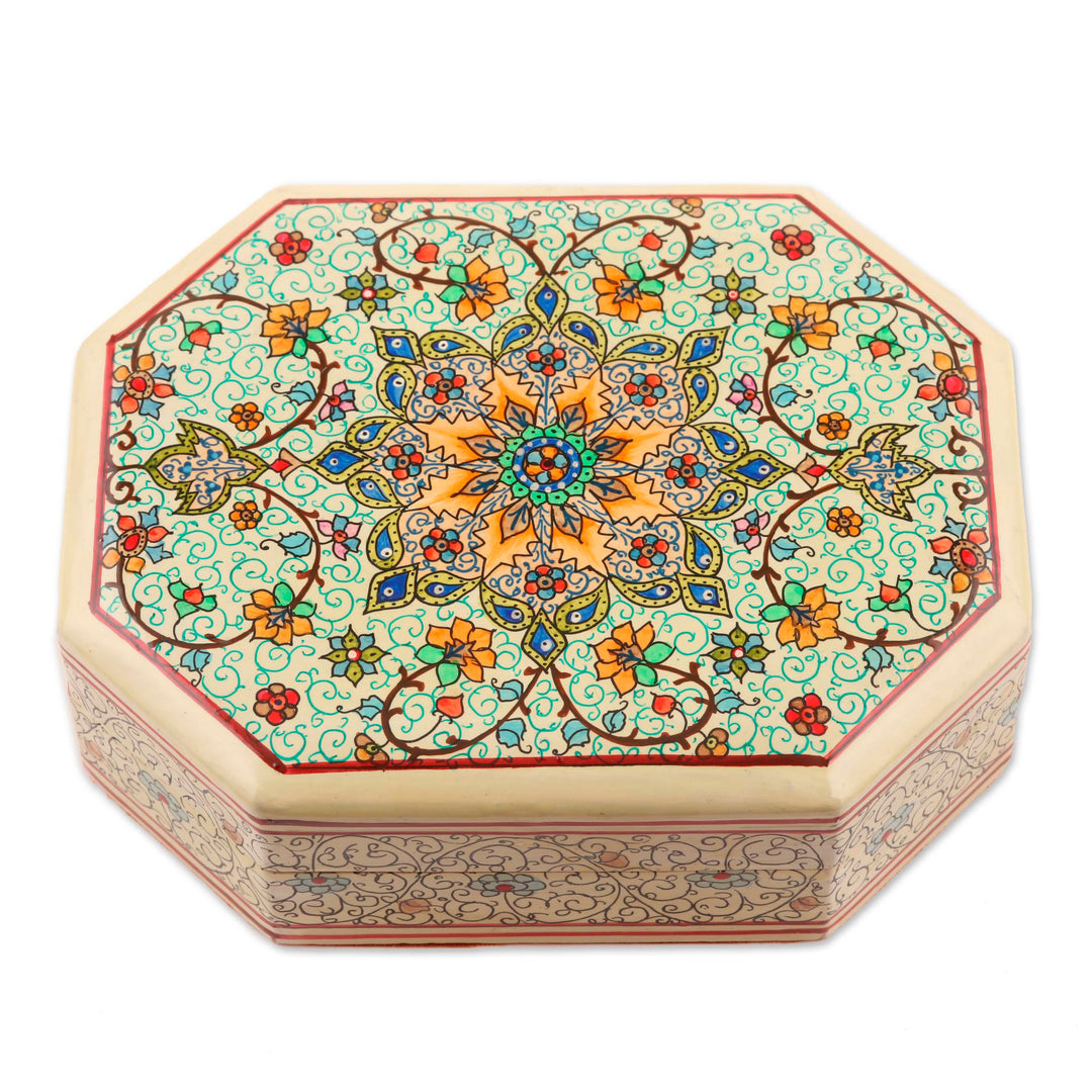 Handcrafted Wood and Papier Mache Box from India - Persian Grandeur