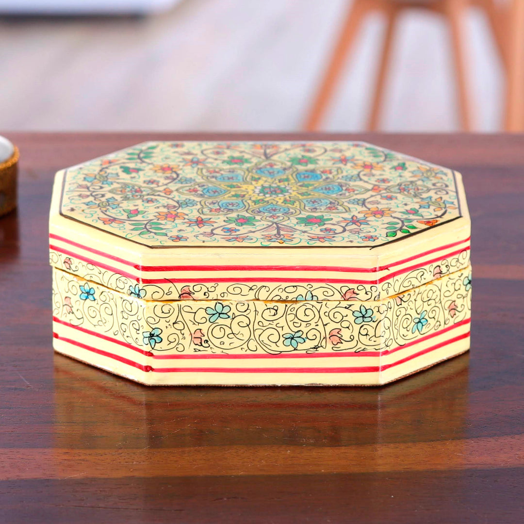 Handcrafted Wood and Papier Mache Box from India - Persian Grandeur