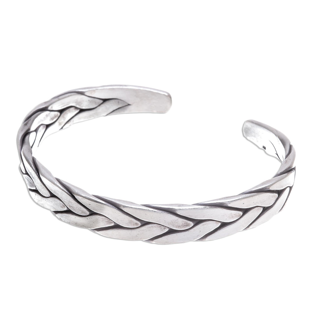 Thai Braided Sterling Silver Cuff Bracelet - Mountain Streams