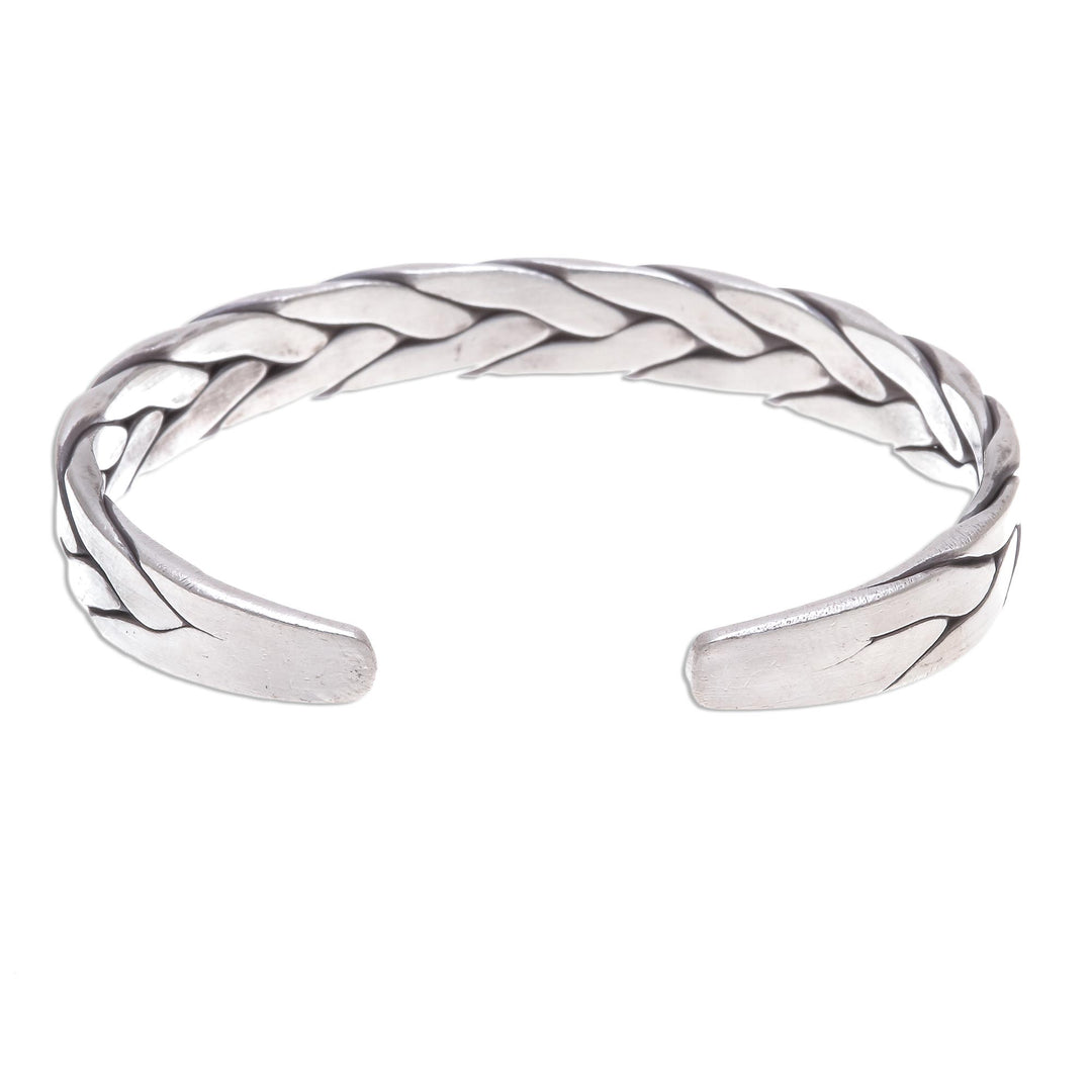 Thai Braided Sterling Silver Cuff Bracelet - Mountain Streams
