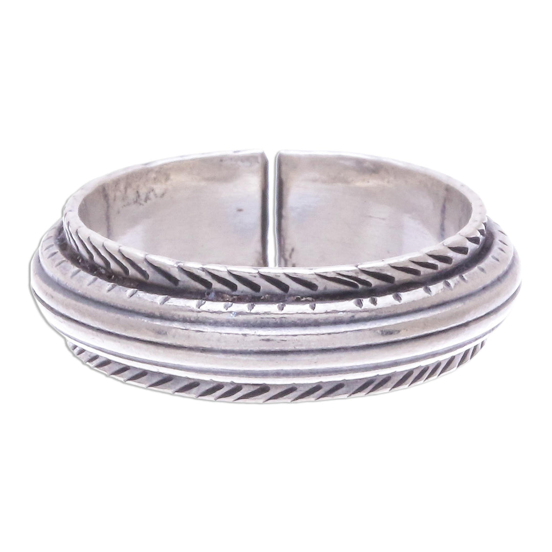 Unisex Sterling Silver Band Ring from Thailand - Gentle Flow