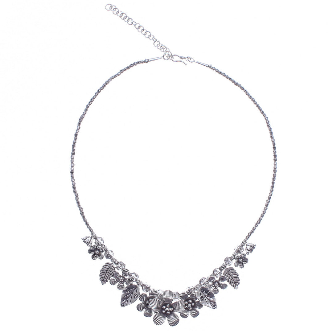 Silver 950 Flower Motif Pendant Necklace from Thailand - Nature's Miracle