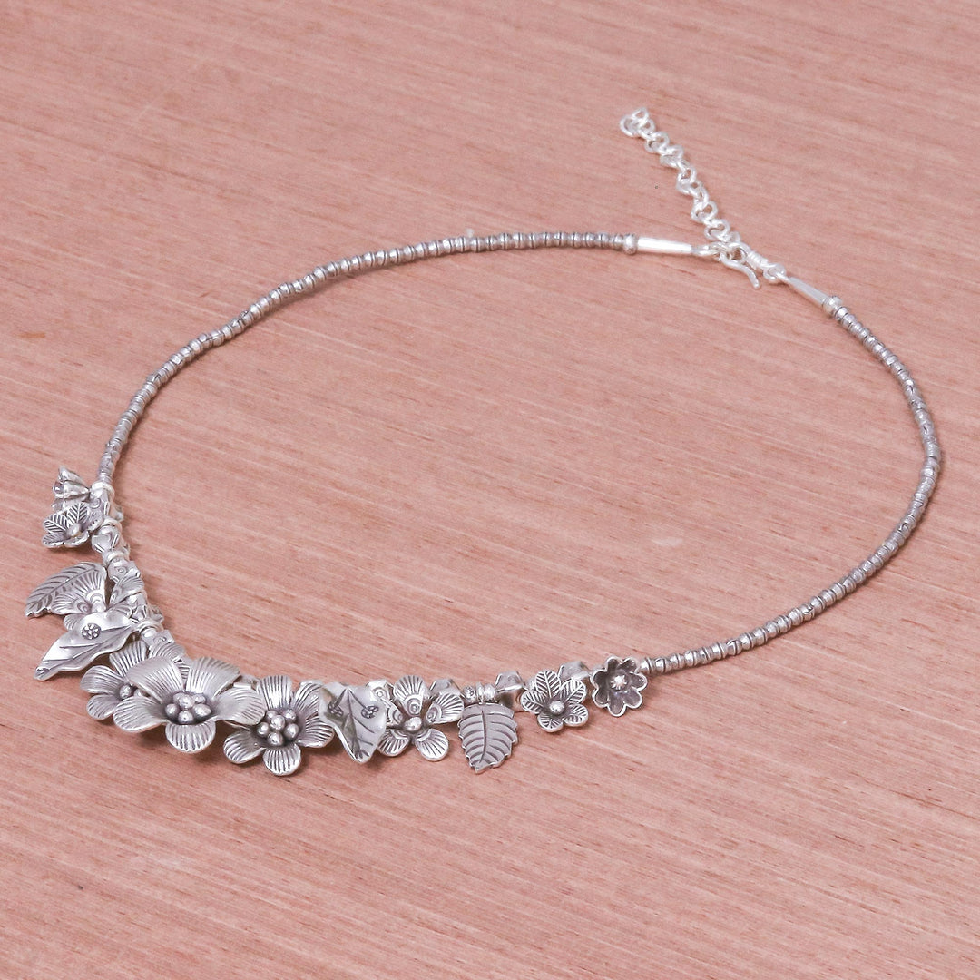 Silver 950 Flower Motif Pendant Necklace from Thailand - Nature's Miracle