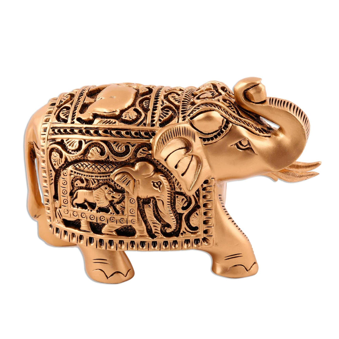 Golden Elephant Sculpture from India - Regal Golden Elephant