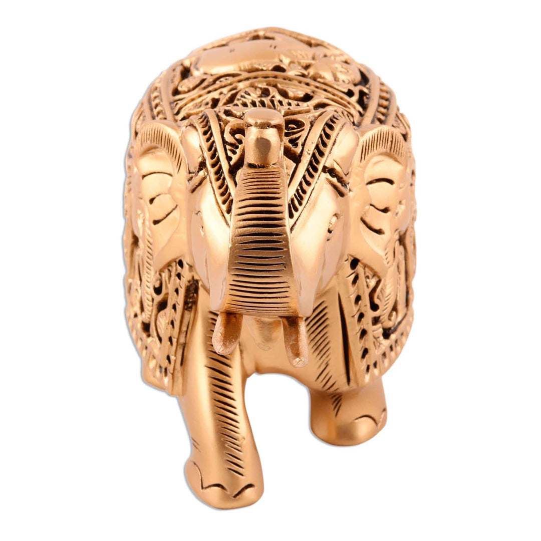 Golden Elephant Sculpture from India - Regal Golden Elephant