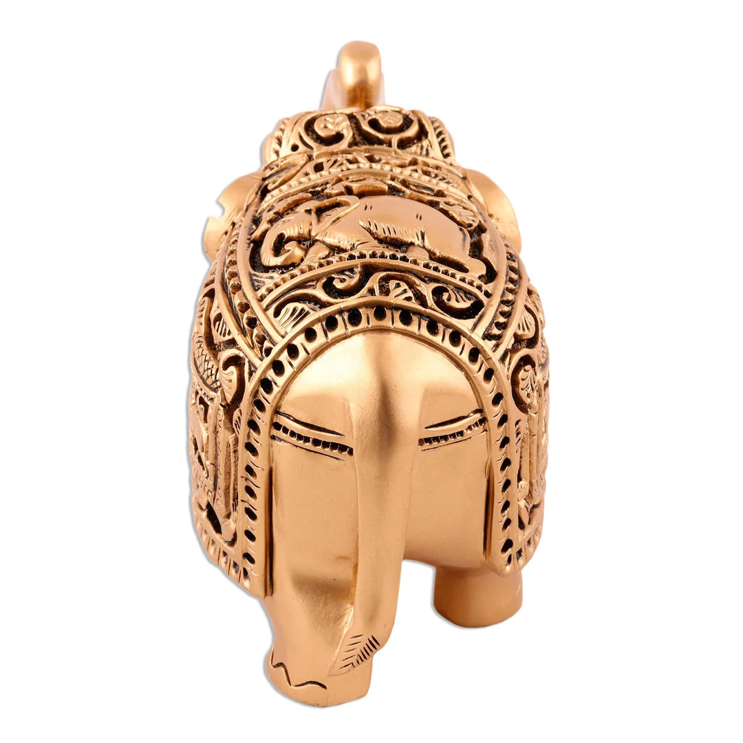 Golden Elephant Sculpture from India - Regal Golden Elephant