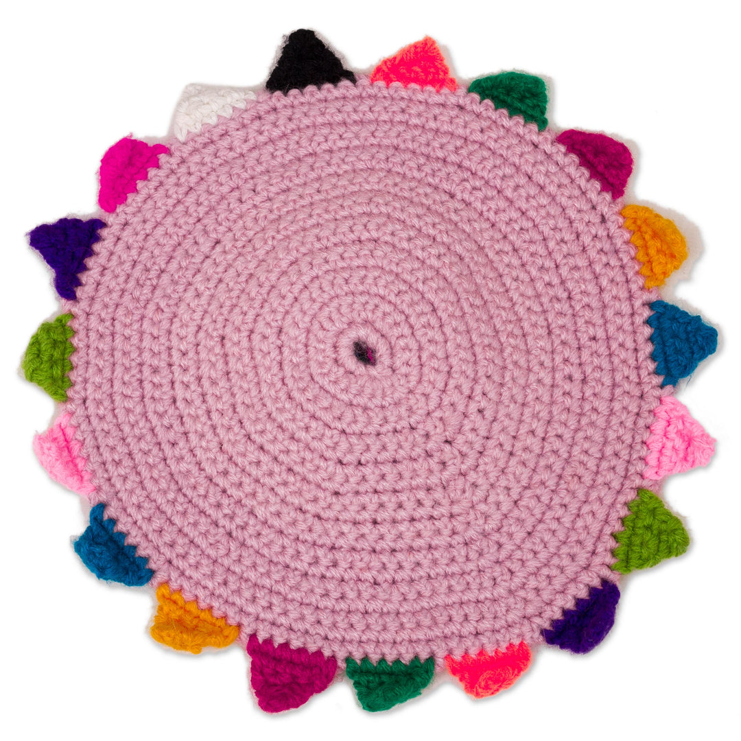 Crocheted Alpaca Blend Chullo Hat in Blush from Peru - Inca Festival in Blush
