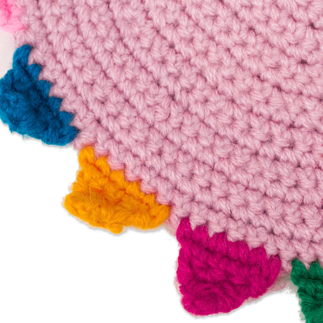 Crocheted Alpaca Blend Chullo Hat in Blush from Peru - Inca Festival in Blush