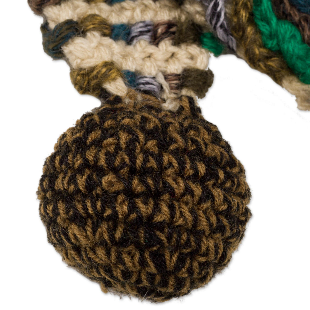 Crocheted Alpaca Blend Chullo Hat in Green from Peru - Fun Forest