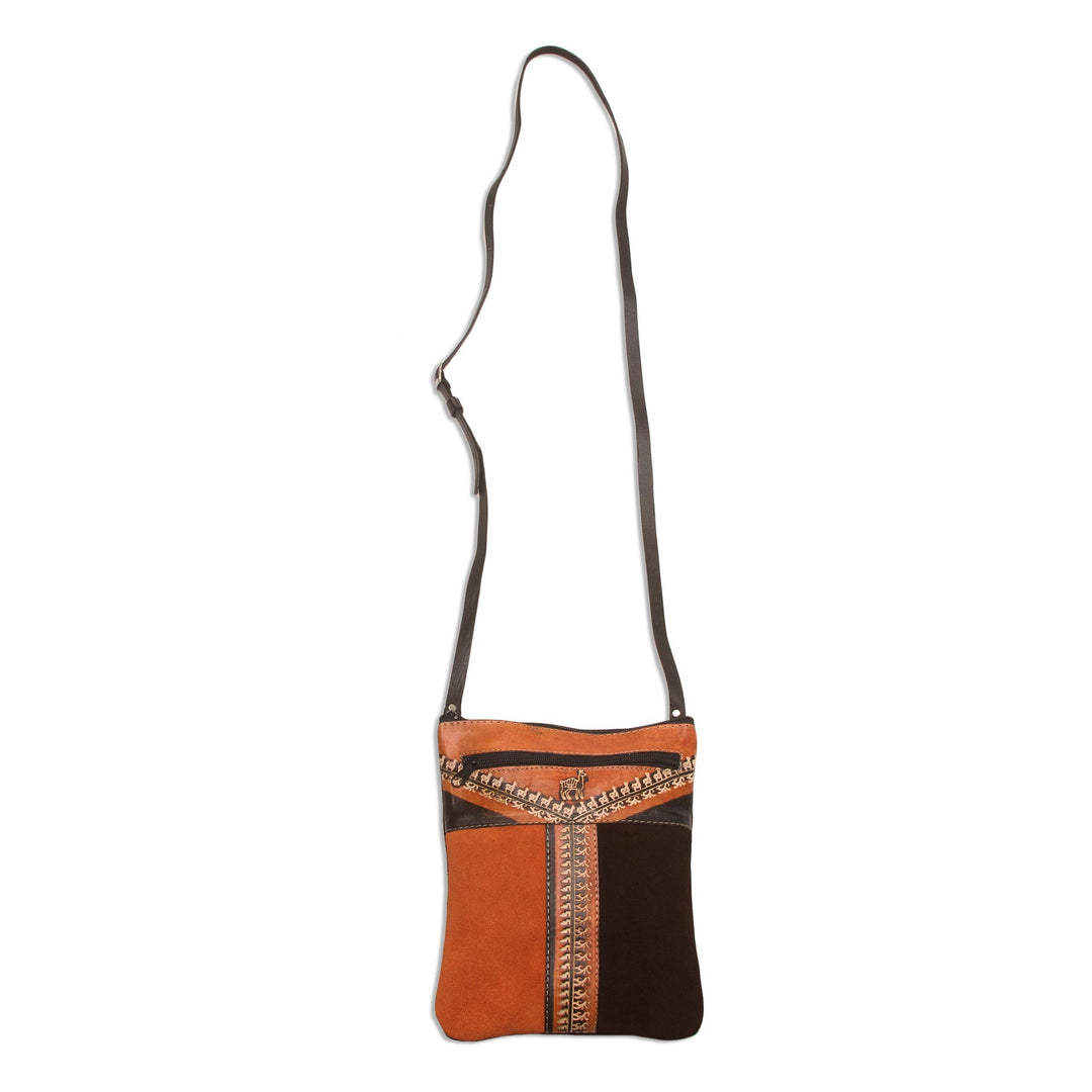 Llama Pattern Leather Accented Suede Sling in Brown - Mountain Llama