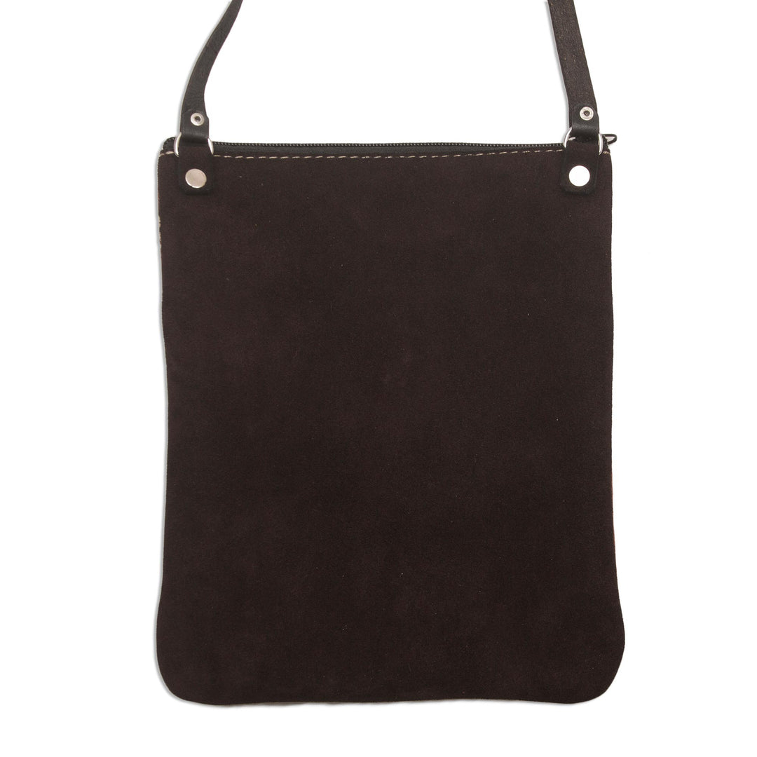 Llama Pattern Leather Accented Suede Sling in Brown - Mountain Llama