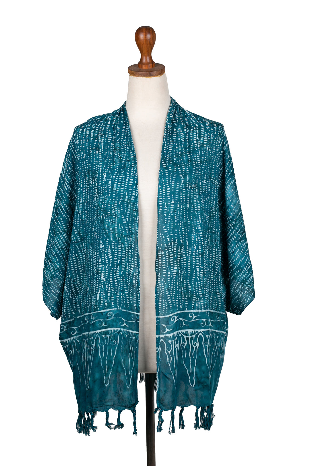 Breezy Rayon Kimono with Batik Design - Sea Sponge