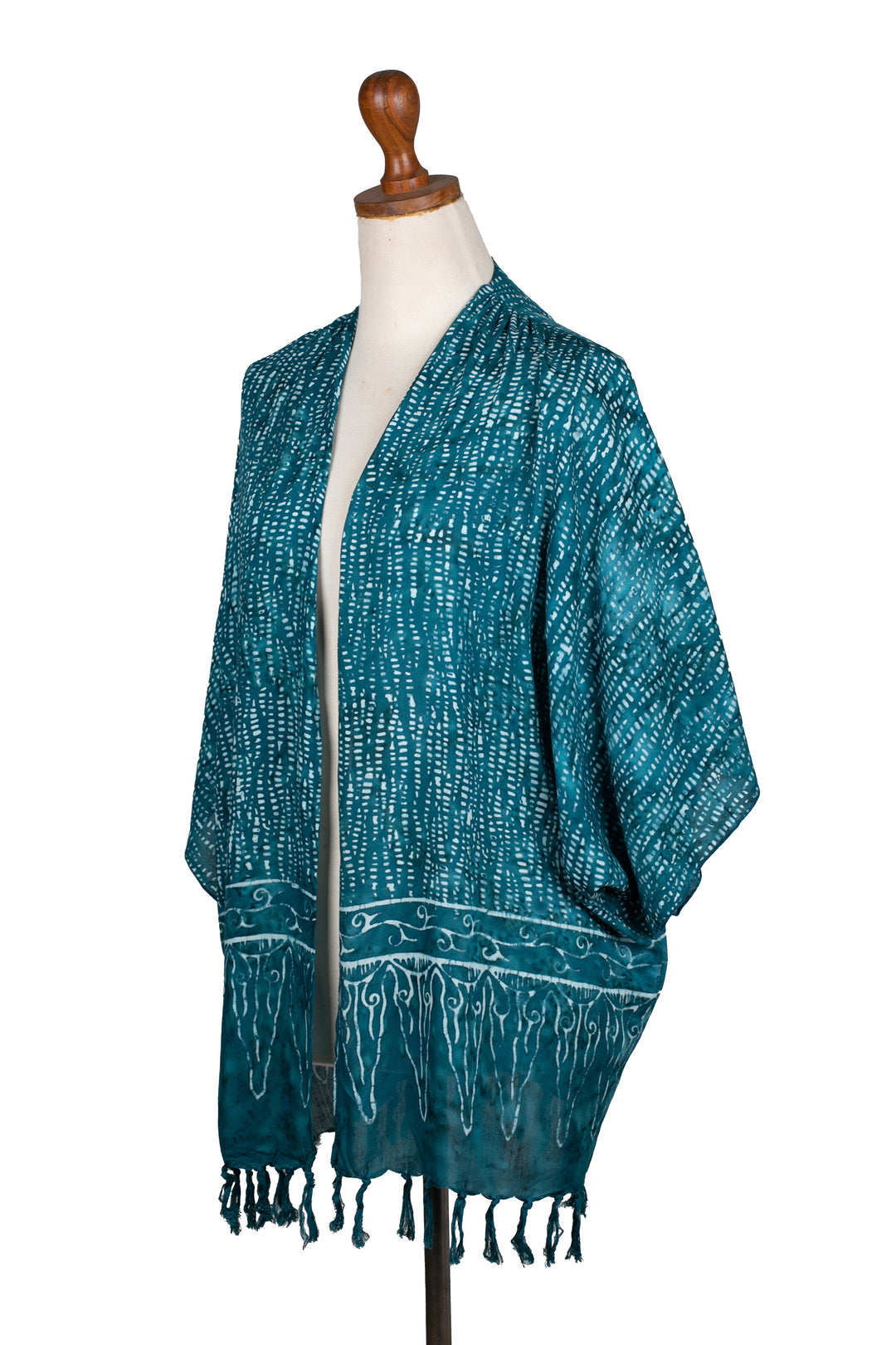Breezy Rayon Kimono with Batik Design - Sea Sponge