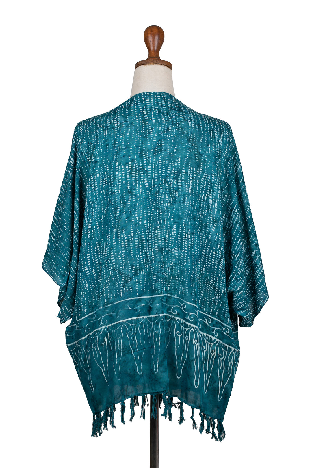 Breezy Rayon Kimono with Batik Design - Sea Sponge