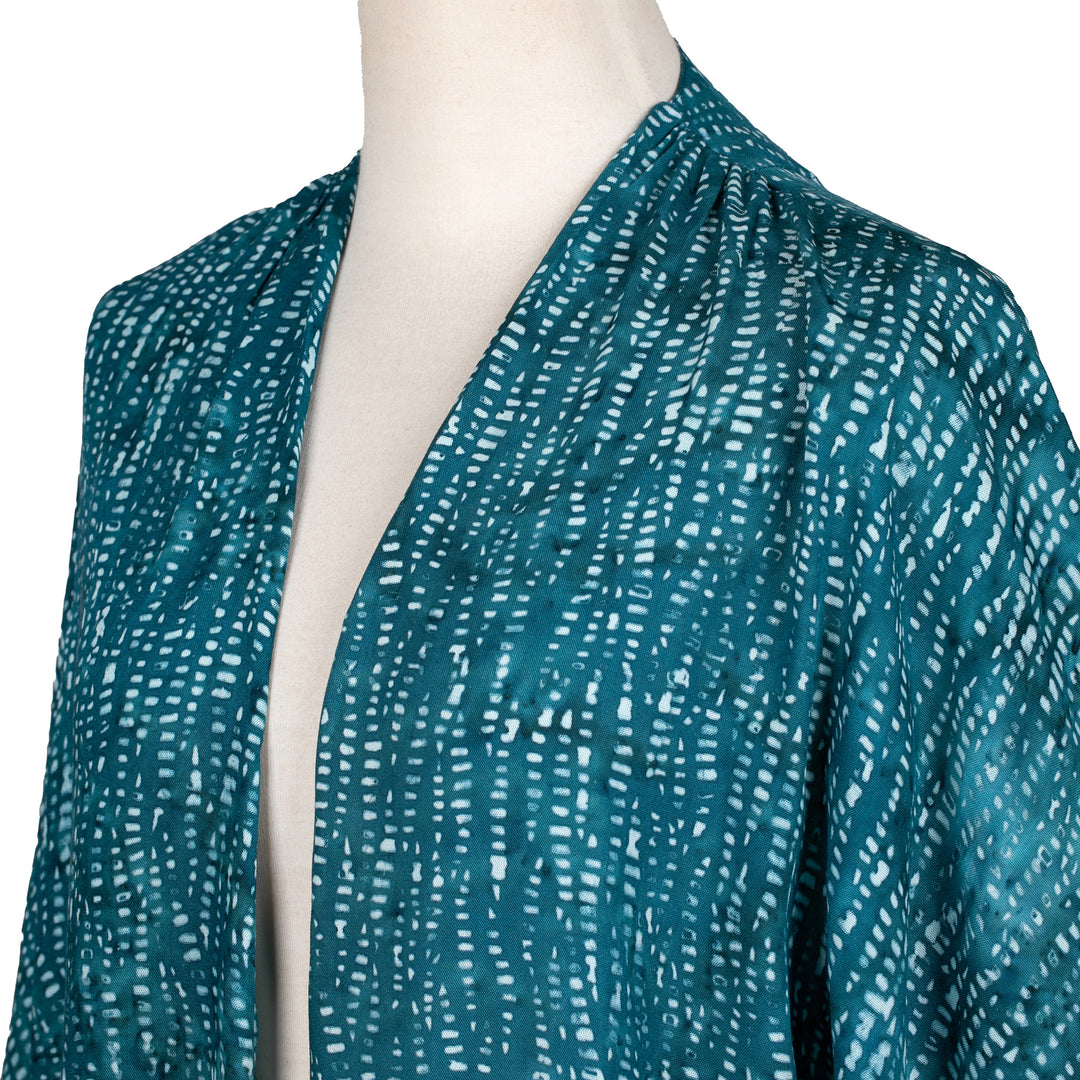 Breezy Rayon Kimono with Batik Design - Sea Sponge
