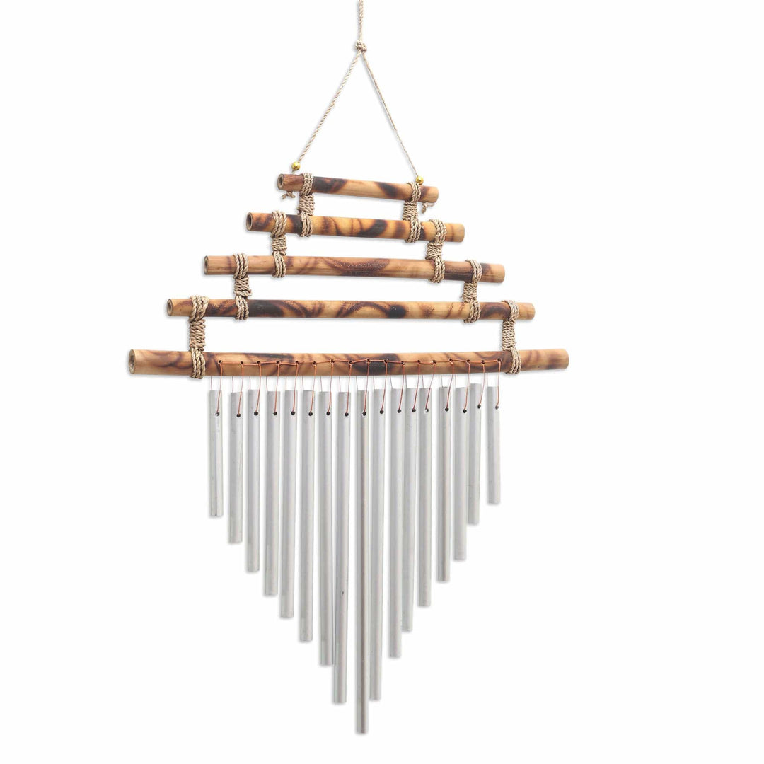 Artisan Crafted Bamboo and Aluminum Wind Chime - Five Steps