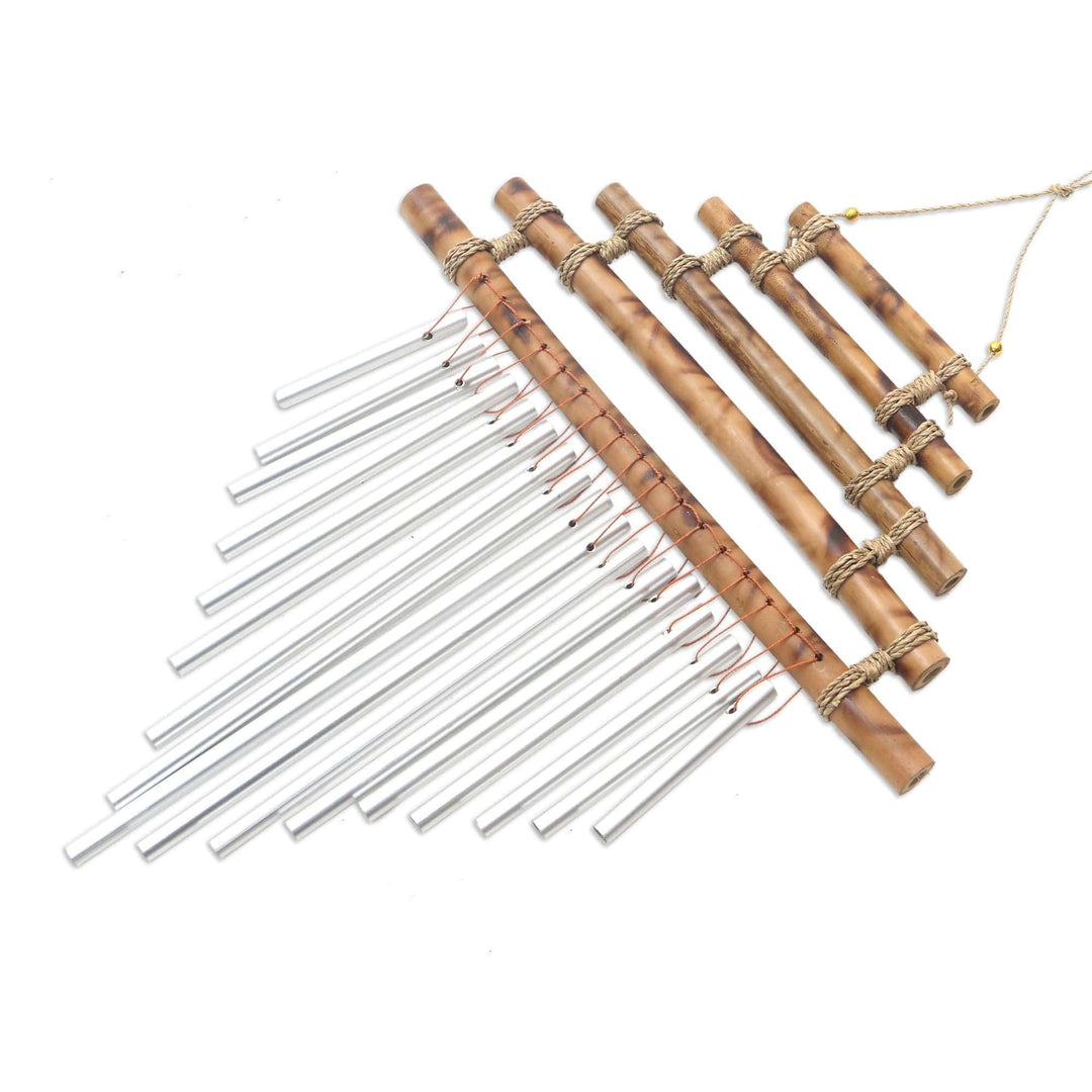Artisan Crafted Bamboo and Aluminum Wind Chime - Five Steps