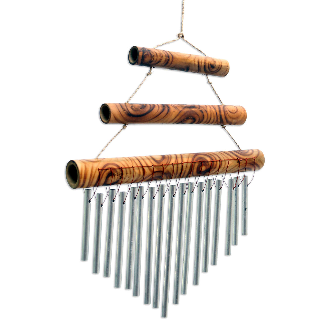 Harmonious Bamboo and Aluminum Wind Chime from Bali - Three Steps