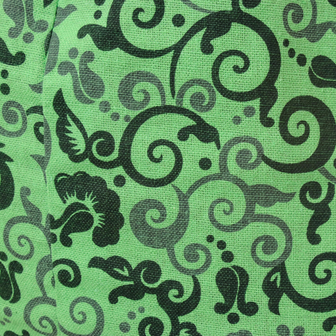 Spring Green Floral and Vine Motif 100% Cotton Shoulder Bag - Pretty Tendrils