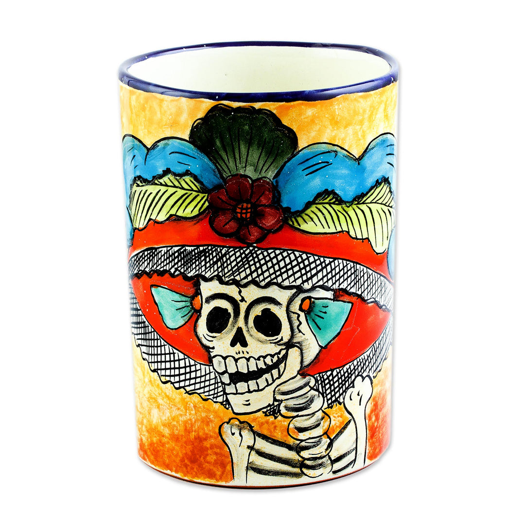 Ceramic Catrina Vase Hand Painted in Mexico - Brilliant Catrina
